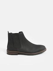 Black Waxy Leather Chelsea Boots - Image 1 of 2