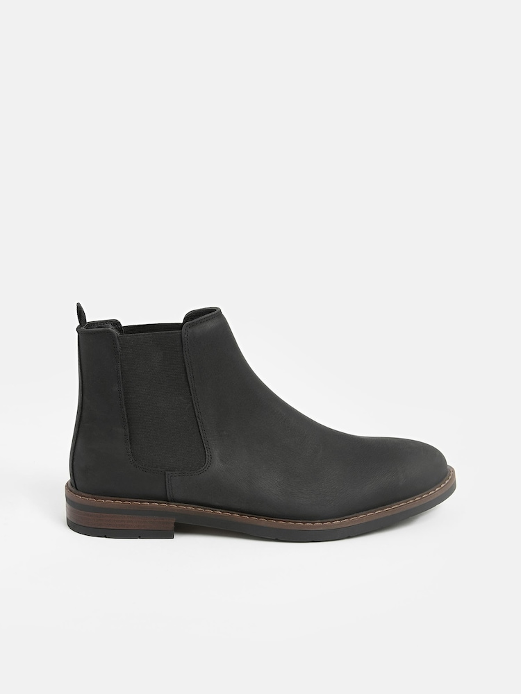 Black Waxy Leather Chelsea Boots - Image 1 of 2
