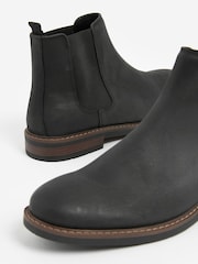 Black Waxy Leather Chelsea Boots - Image 2 of 2