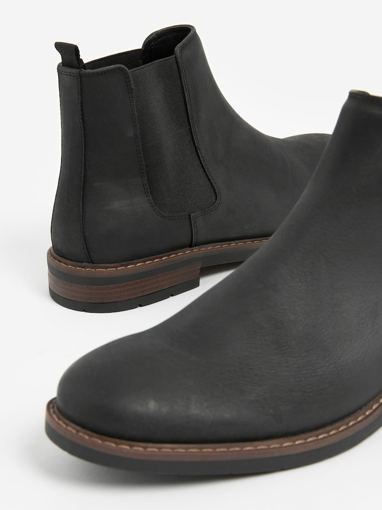 Black Waxy Leather Chelsea Boots - Image 2 of 2