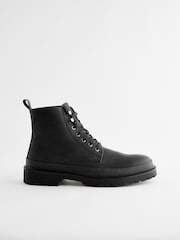 Black Leather Lace Up Boots - Image 2 of 5