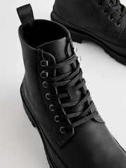Black Leather Lace Up Boots - Image 3 of 5