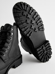 Black Leather Lace Up Boots - Image 4 of 5