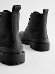 Black Leather Lace Up Boots - Image 5 of 5