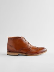 Tan Brown Leather Brogue Boots - Image 2 of 5
