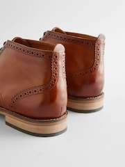 Tan Brown Leather Brogue Boots - Image 3 of 5