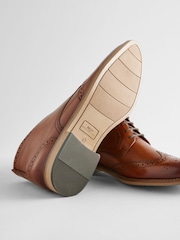 Tan Brown Leather Brogue Boots - Image 4 of 5