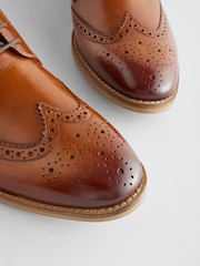 Tan Brown Leather Brogue Boots - Image 5 of 5