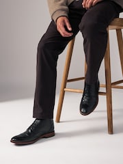 Black Leather Brogue Boots - Image 1 of 6