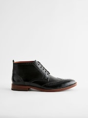 Black Leather Brogue Boots - Image 3 of 6