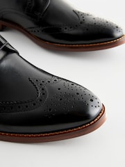 Black Leather Brogue Boots - Image 4 of 6