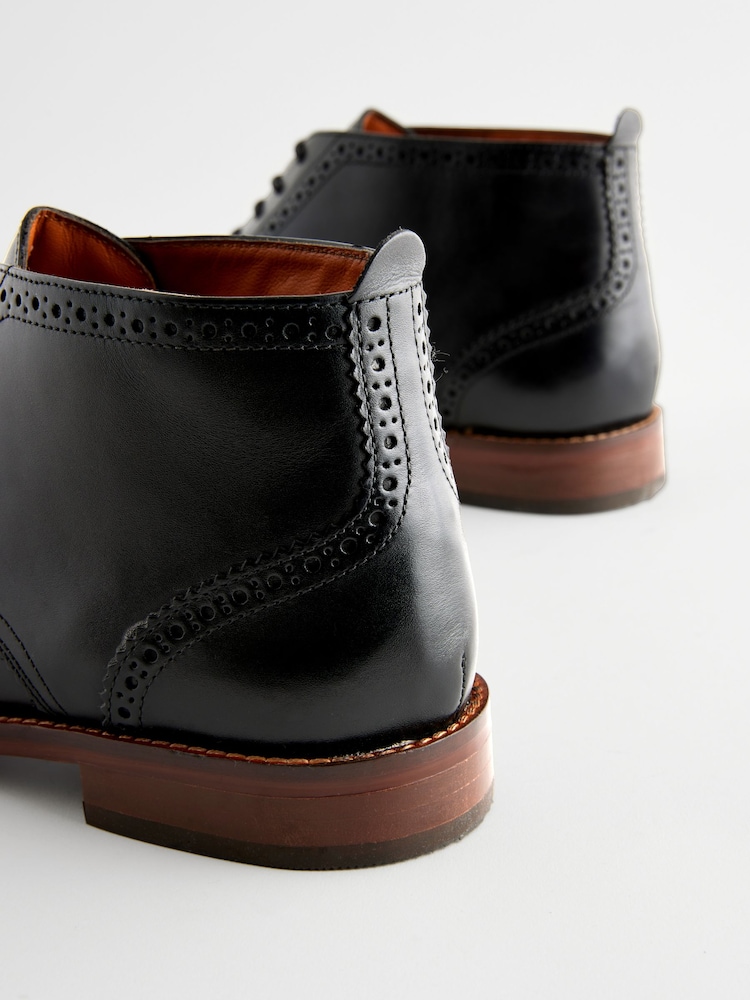 Black Leather Brogue Boots - Image 5 of 6