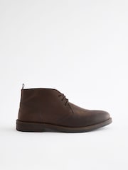 Brun - Waxy Läder Chukka Stövlar - Bild 3 av 6