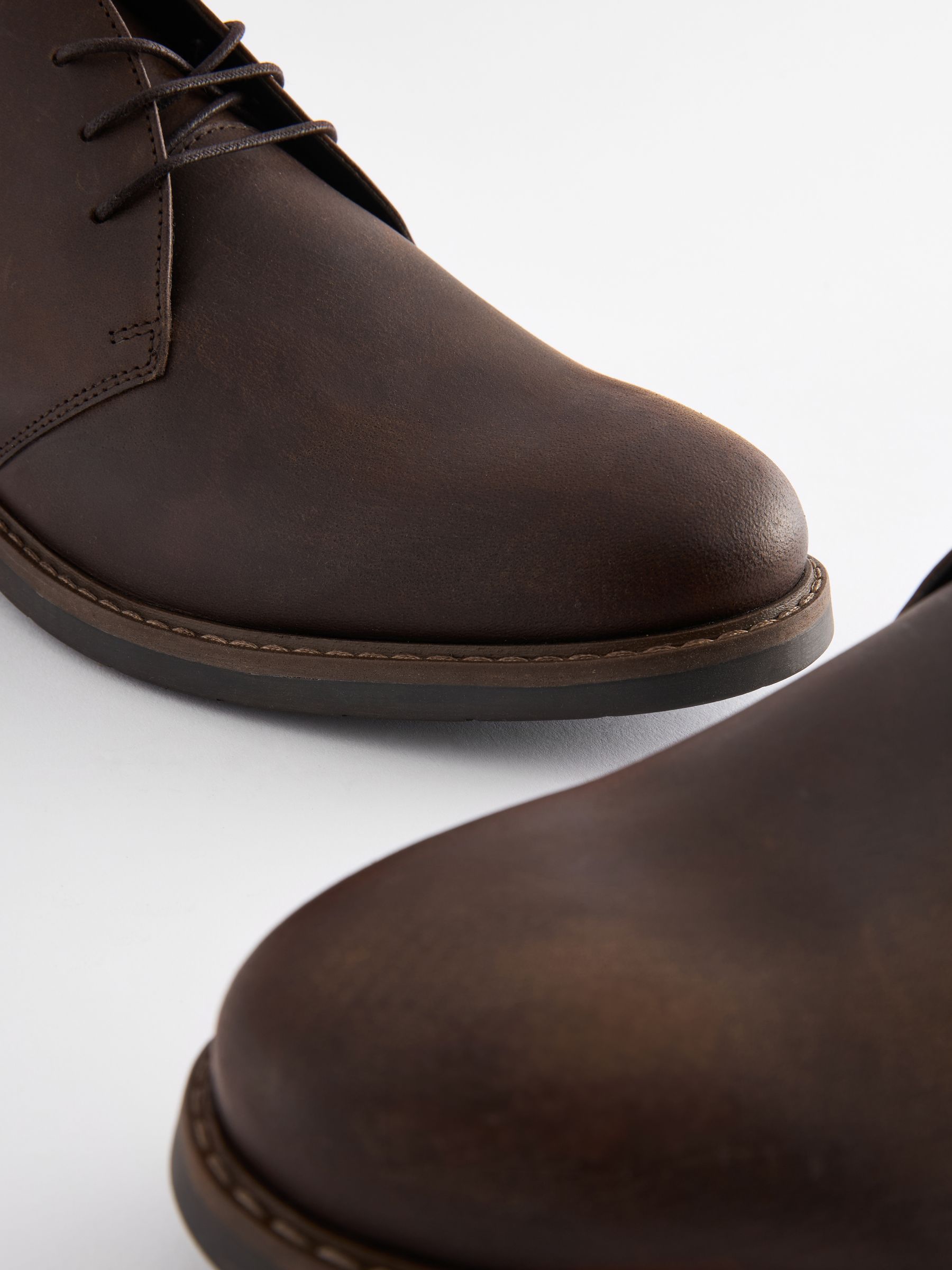 商品画像：Buy Brown Waxy Leather Chukka Boots from Next USA 2