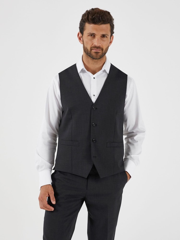 Gris antracita - Skopes Single Breasted Wool Rich Darwin Suit Waistcoat - Imagen 1 de 4