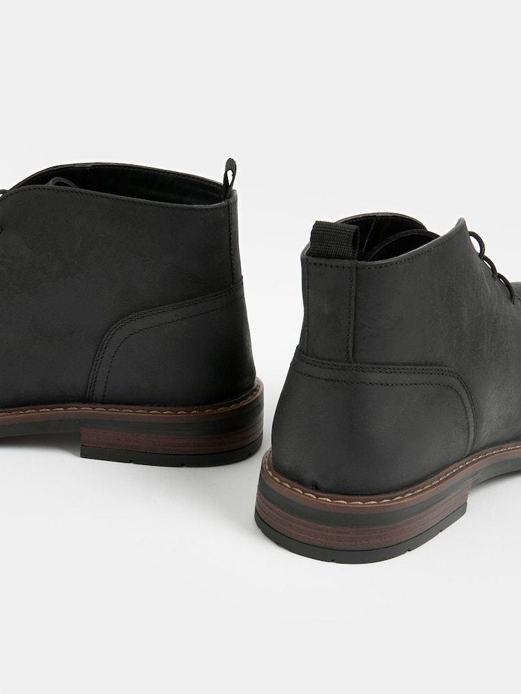 Black Waxy Leather Chukka Boots - Image 6 of 7