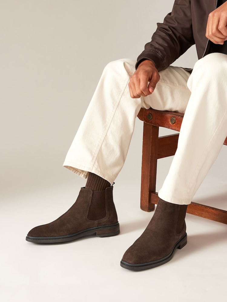 Brown Suede Chelsea Boots - Image 1 of 6