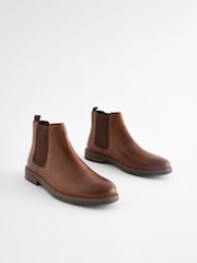 Tan Brown Waxy Leather Chelsea Boots - Image 1 of 6