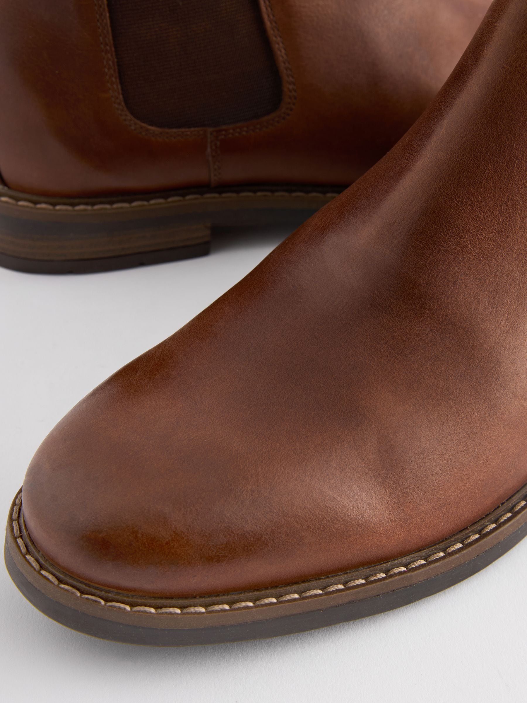 Buy Tan Brown Waxy Leather Chelsea Boots from Next Canada