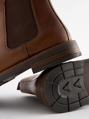 Tan Brown Waxy Leather Chelsea Boots - Image 6 of 6