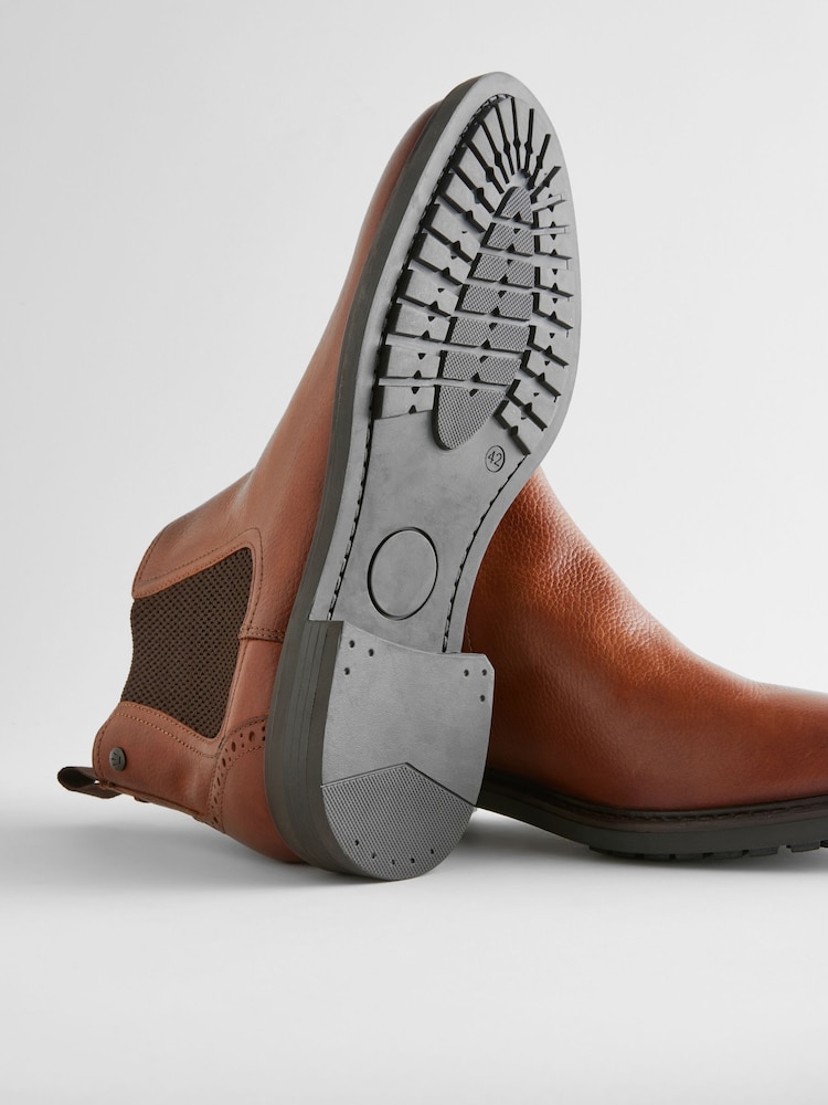 Tan Brown Leather Chelsea Boots - Image 5 of 6