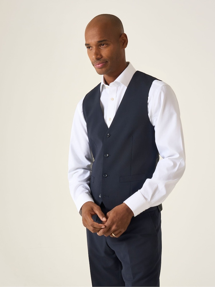 Skopes Navy Blue Single Breasted Wool Rich Darwin Suit Waistcoat - Image 1 of 4