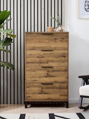 Dark Bronx Oak Effect 4 Drawer Tall Chest of Drawers - Image 1 of 5