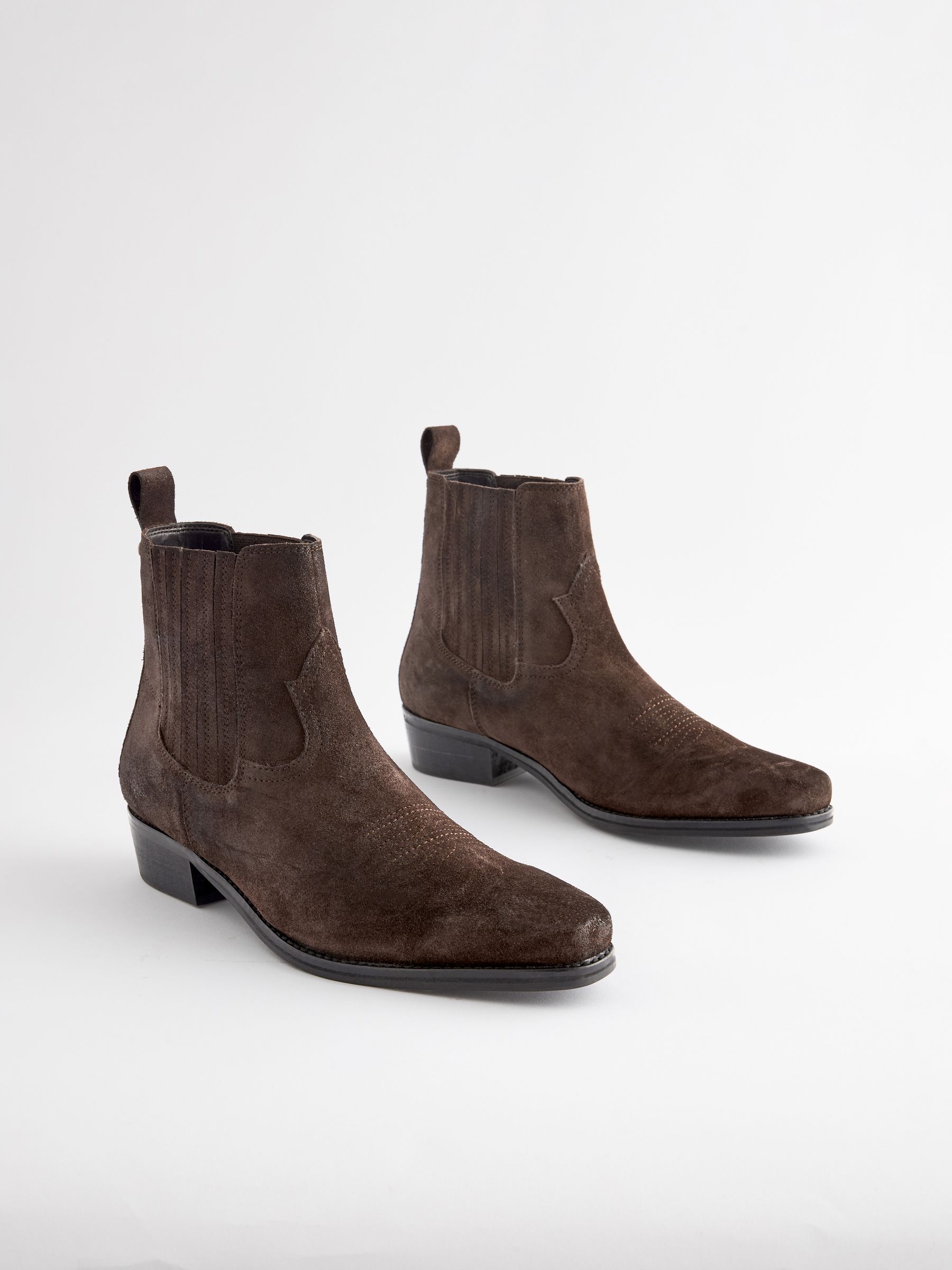 Buy Brown Edit Leather Western Chelsea Boots from Next Germany