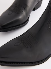 Black Edit Leather Western Chelsea Boots - Image 4 of 6