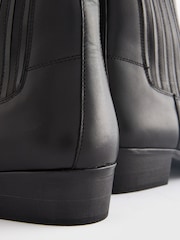 Black Edit Leather Western Chelsea Boots - Image 6 of 6