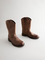 Tan Brown Leather Western Boots - Image 1 of 5