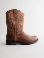 Tan Brown Leather Western Boots - Image 2 of 5