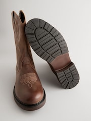 Tan Brown Leather Western Boots - Image 3 of 5
