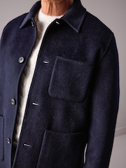 Navy Blue Premium Soft Touch Wool Rich Shacket - Image 4 of 9