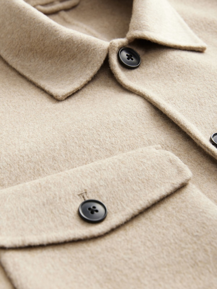 Taupe Neutral Premium Soft Touch Wool Rich Shacket - Image 10 of 10