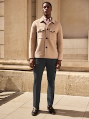 Taupe Neutral Premium Soft Touch Wool Rich Shacket - Image 2 of 10