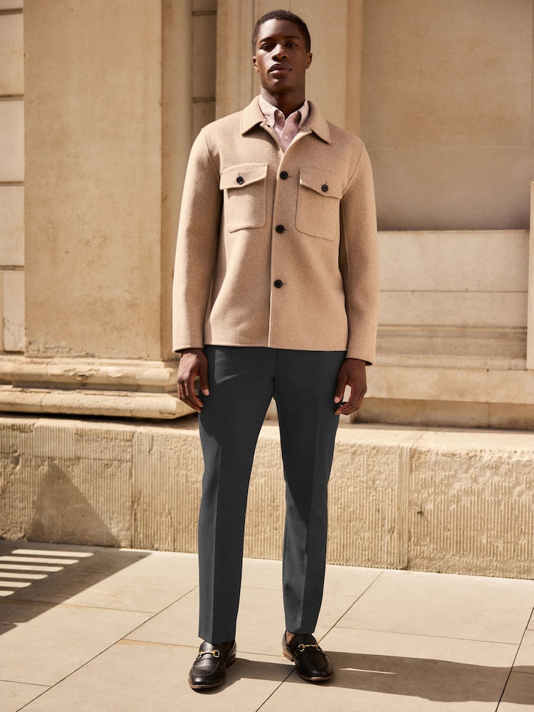 Taupe Neutral Premium Soft Touch Wool Rich Shacket - Image 2 of 10