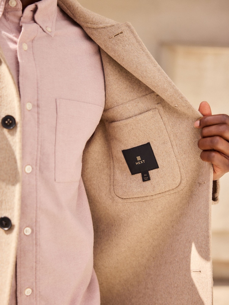 Taupe Reserved Wool Blend Coat Men Taupe Long-Sleeve Button