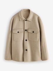 Taupe Neutral Premium Soft Touch Wool Rich Shacket - Image 7 of 10