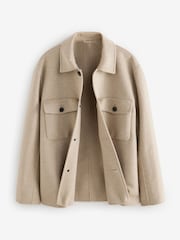 Taupe Neutral Premium Soft Touch Wool Rich Shacket - Image 8 of 10