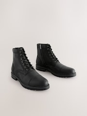 Black Leather Toe Cap Boots - Image 1 of 5