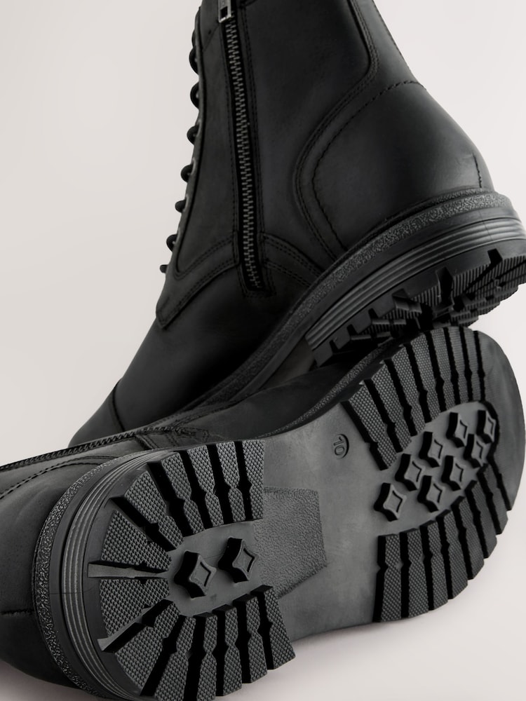 Black Leather Toe Cap Boots - Image 4 of 5