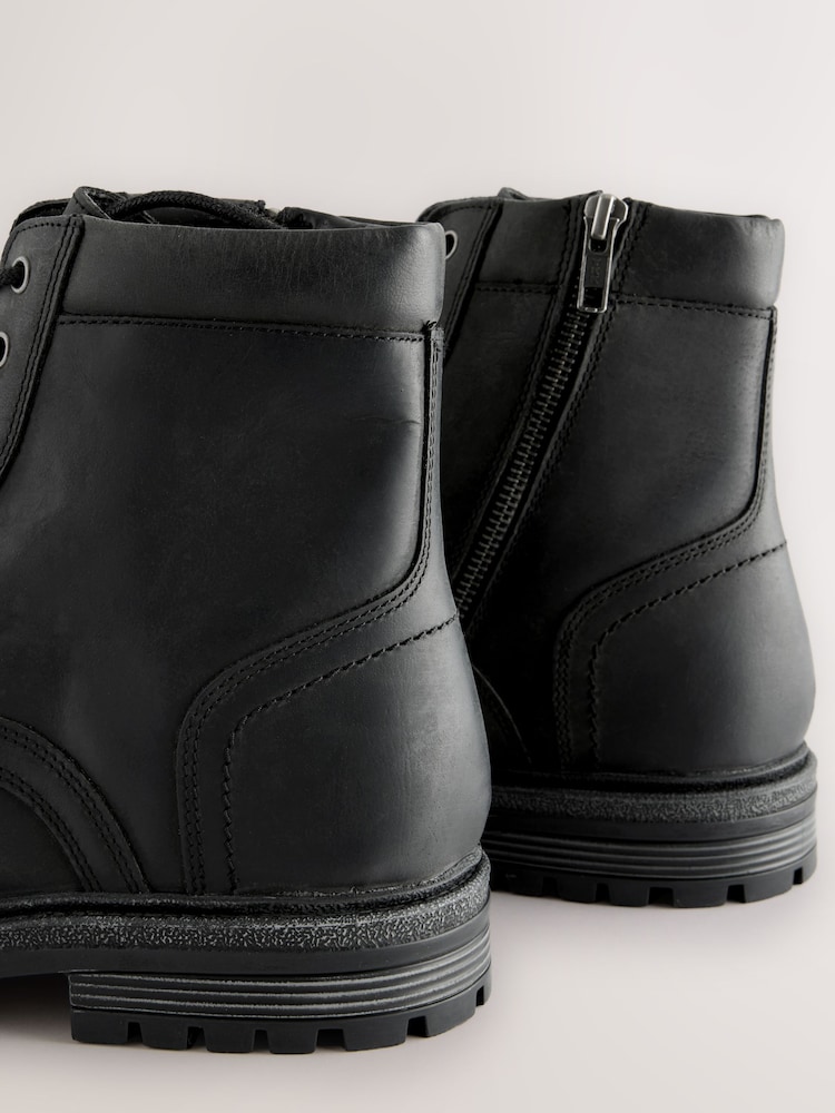 Black Leather Toe Cap Boots - Image 5 of 5