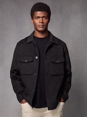 Black Premium Soft Touch Wool Rich Shacket - Image 1 of 16