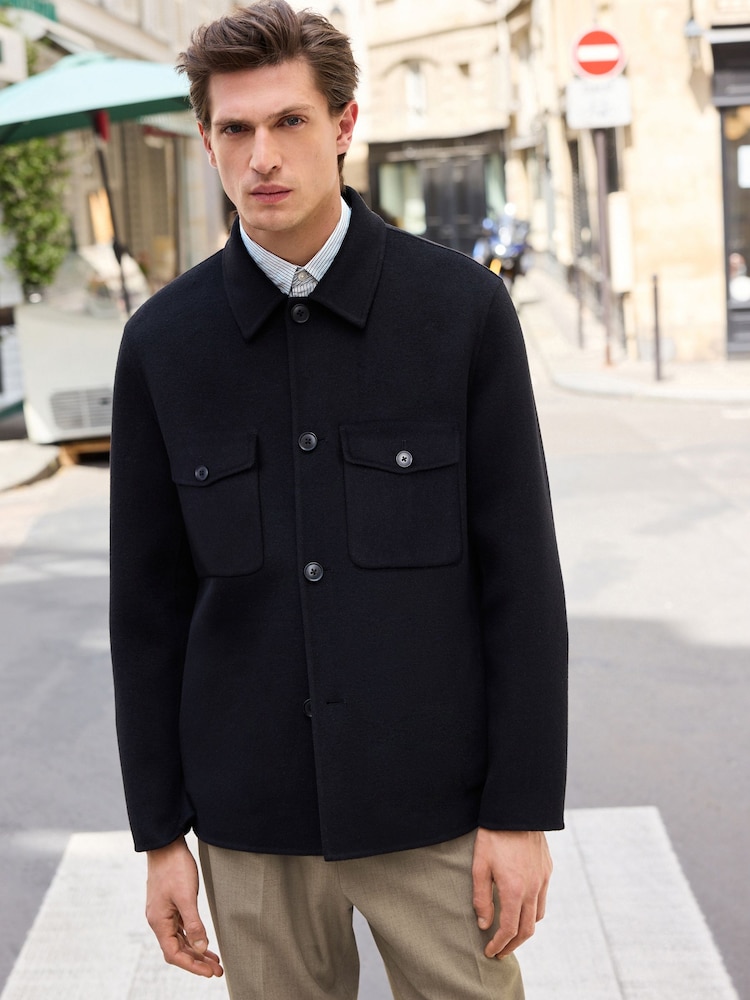 Black Premium Soft Touch Wool Rich Shacket - Image 2 of 16