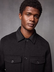 Black Premium Soft Touch Wool Rich Shacket - Image 9 of 16