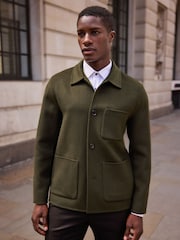 Khaki Green Premium Soft Touch Wool Rich Shacket - Image 1 of 9