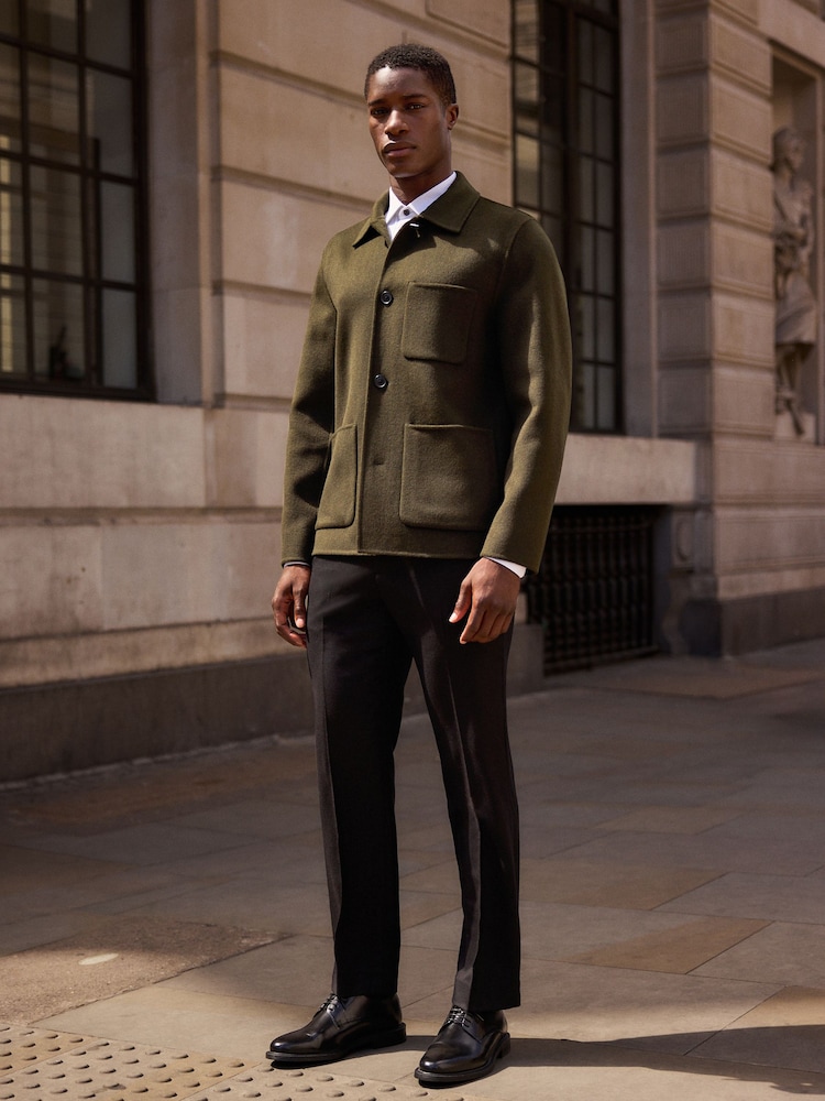 Khaki Green Premium Soft Touch Wool Rich Shacket - Image 2 of 9