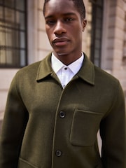 Khaki Green Premium Soft Touch Wool Rich Shacket - Image 4 of 9