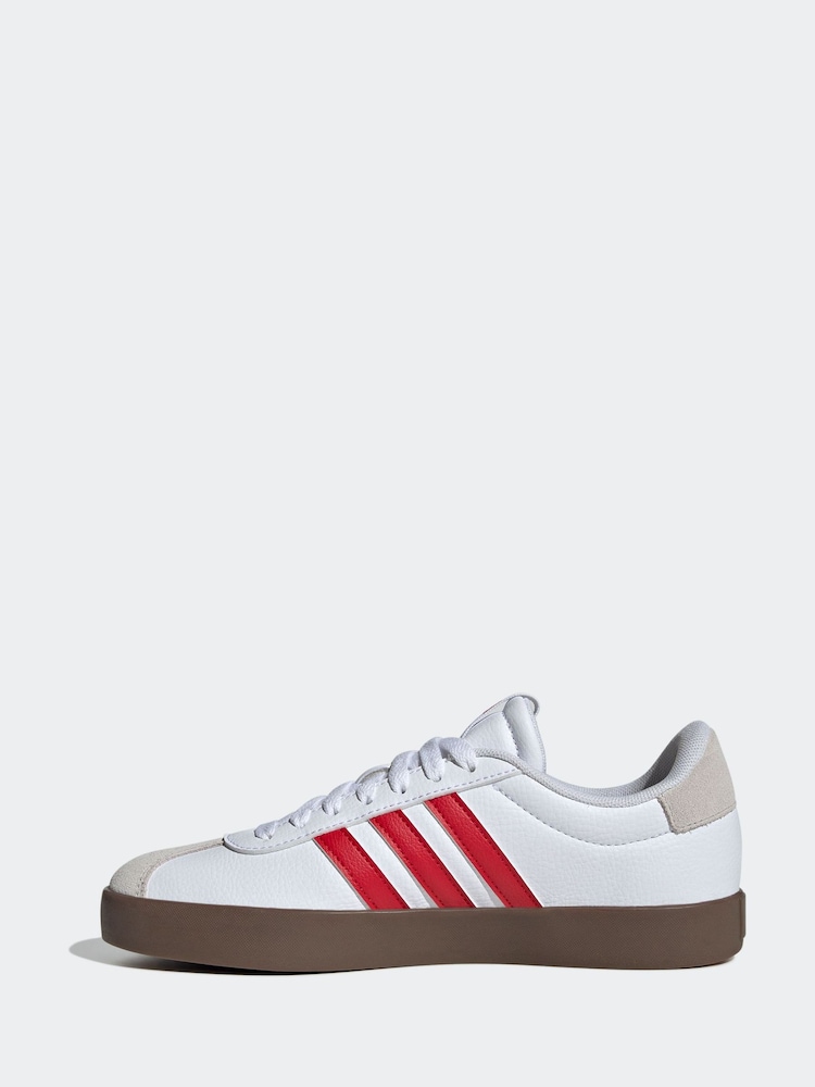 adidas White/Burgundy VL Court 3.0 Trainers - Image 2 of 8